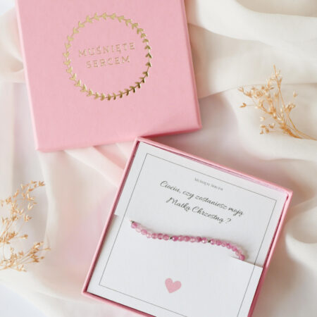 Bransoletka "Czy zostaniesz moją Chrzestną" różowa