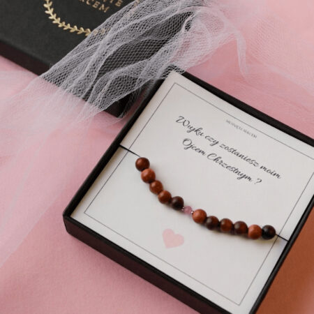 Bransoletka "Czy zostaniesz moim Chrzestnym" róż