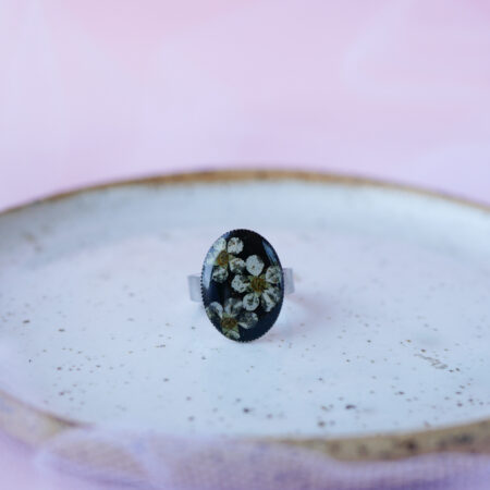 Czarny pierścionek & tawuła srebro