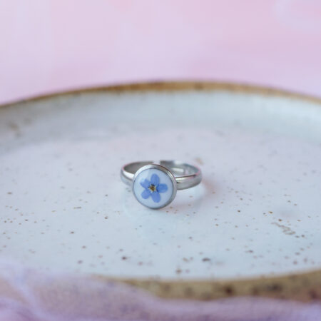 Pierścionek & niezapominajka srebro