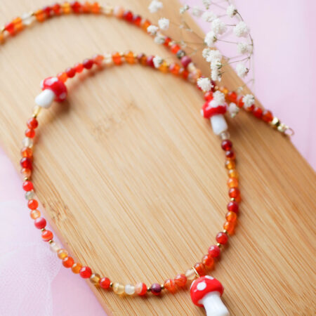 Choker & agaty z grzybkami