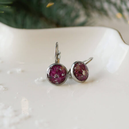 Kolczyki & kruszona piwonia srebro