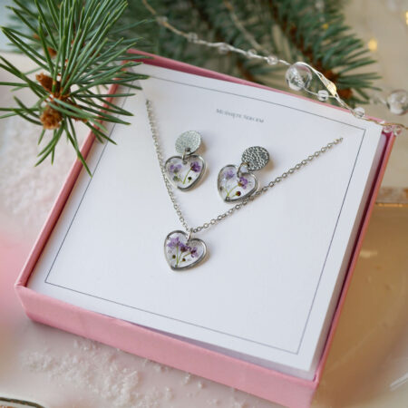 Komplet & serca, smagliczki srebro