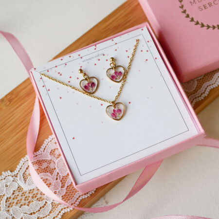 Komplet & serduszka wrzosiec złoto