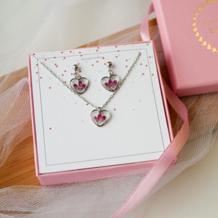 Komplet & serduszka wrzosiec srebro II