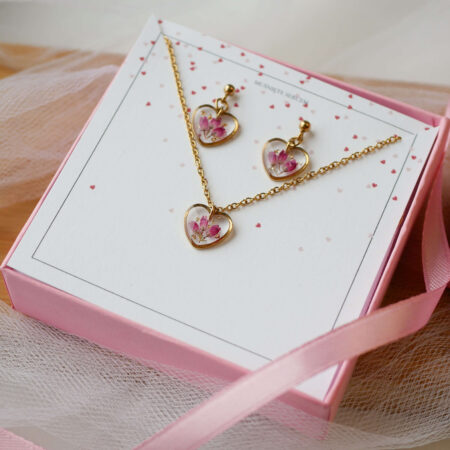Komplet & serduszka wrzosiec złoto II