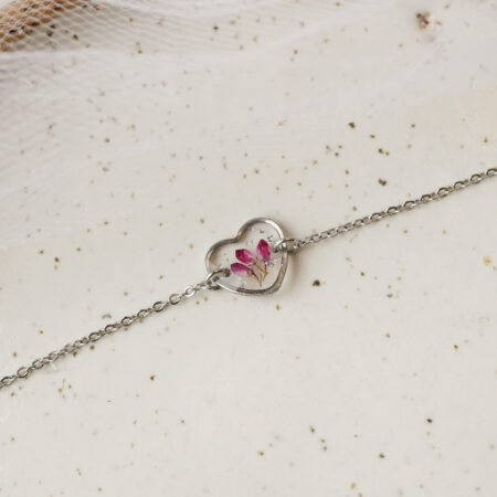 Bransoletka & serce wrzosiec srebro