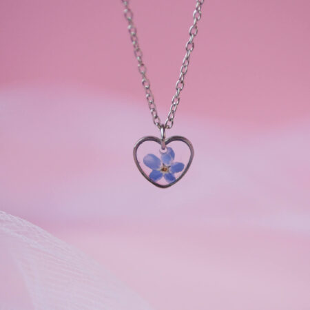 Mini Serce & niezapominajka srebro