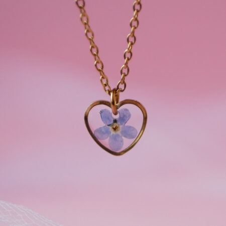 Mini Serce & niezapominajka złoto