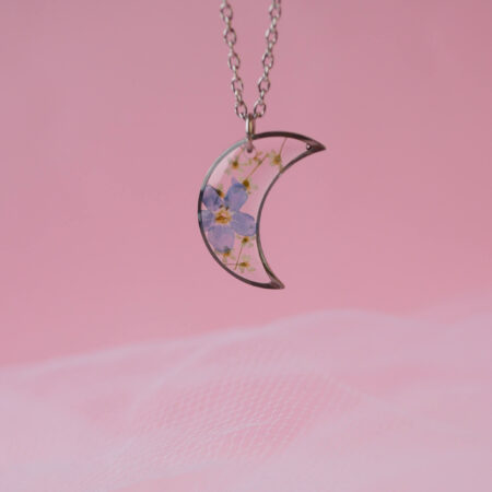 Księżyc & niezapominajka srebro IV