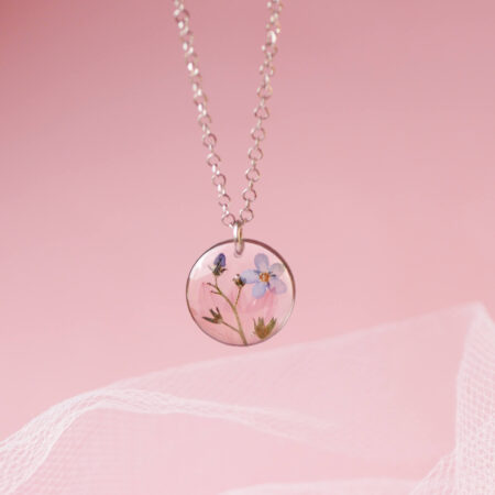 Kółeczko & gałązka niezapominajki srebro