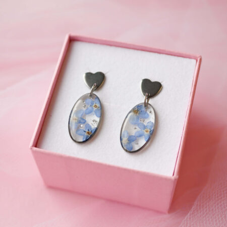 Wiszące kolczyki & niezapominajki owale